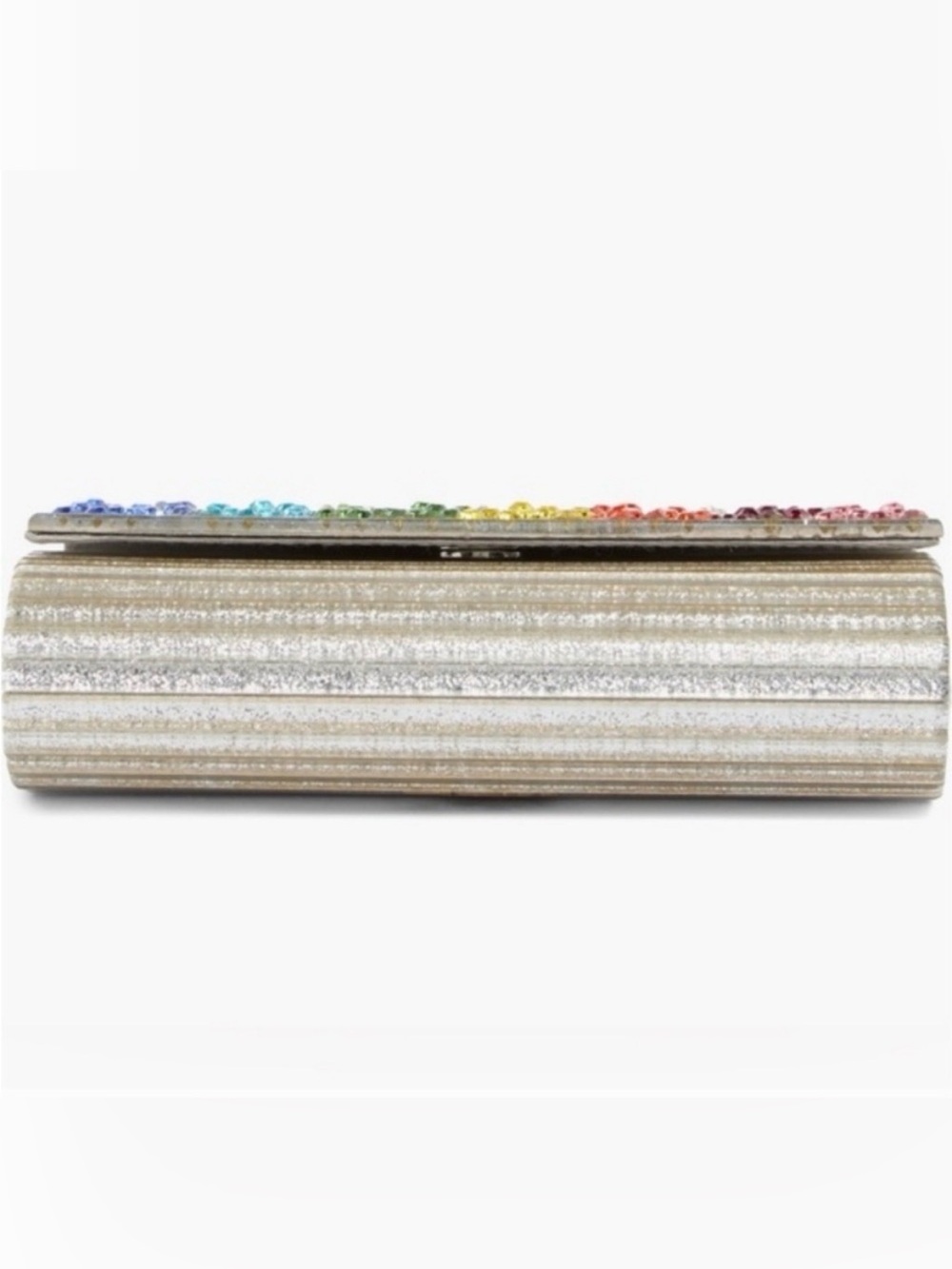 NWT Kurt Geiger London Party Glitter Envelope Clutch Rainbow Crystals Silver - Picture 8 of 10